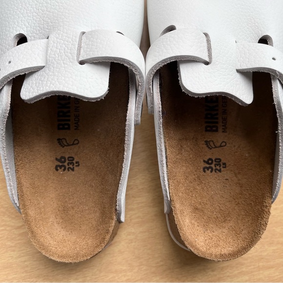 Birkenstock Boston Super Grip White Leather Clog Mules NWB Sz 36( 5-5.5 U.S.) - Picture 11 of 15